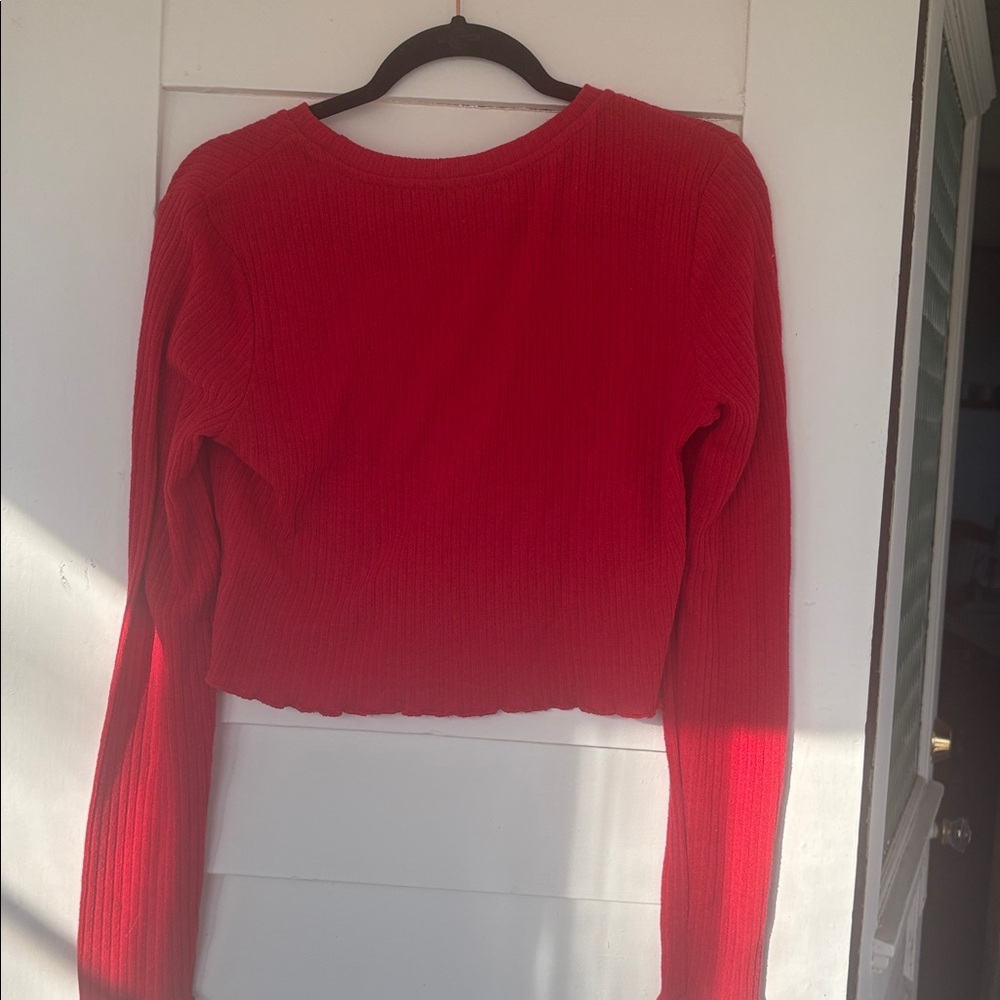 SHEIN Vibrant Red Ribbed Crop Top - Picture 3 of 3